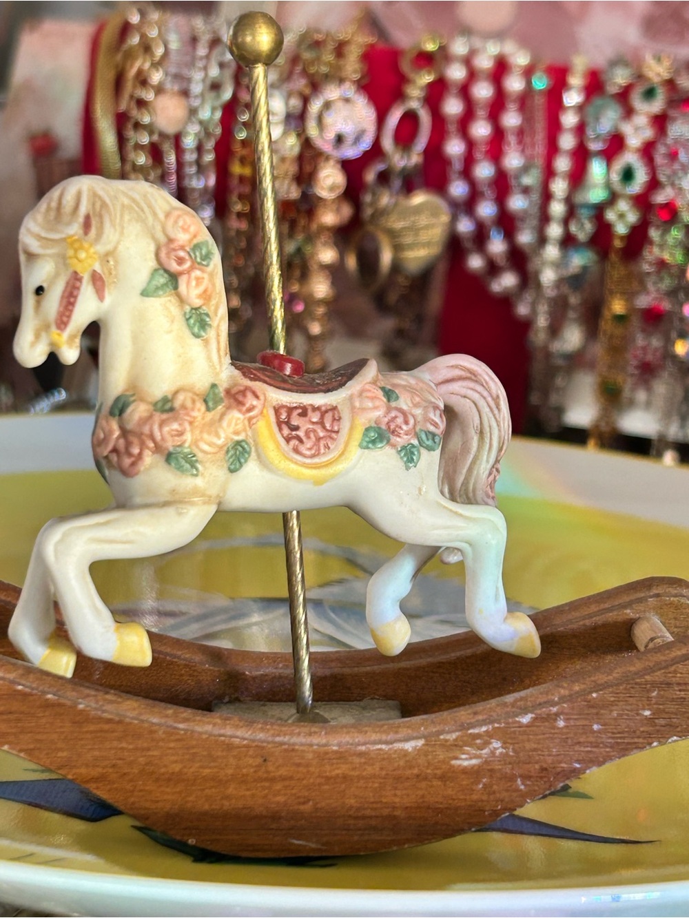 Vintage House of Lloyd Floral Carousel Horse Figurine Decorative Accent 1990